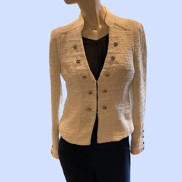 White Lace Military Jacket - Picture 2 of 7